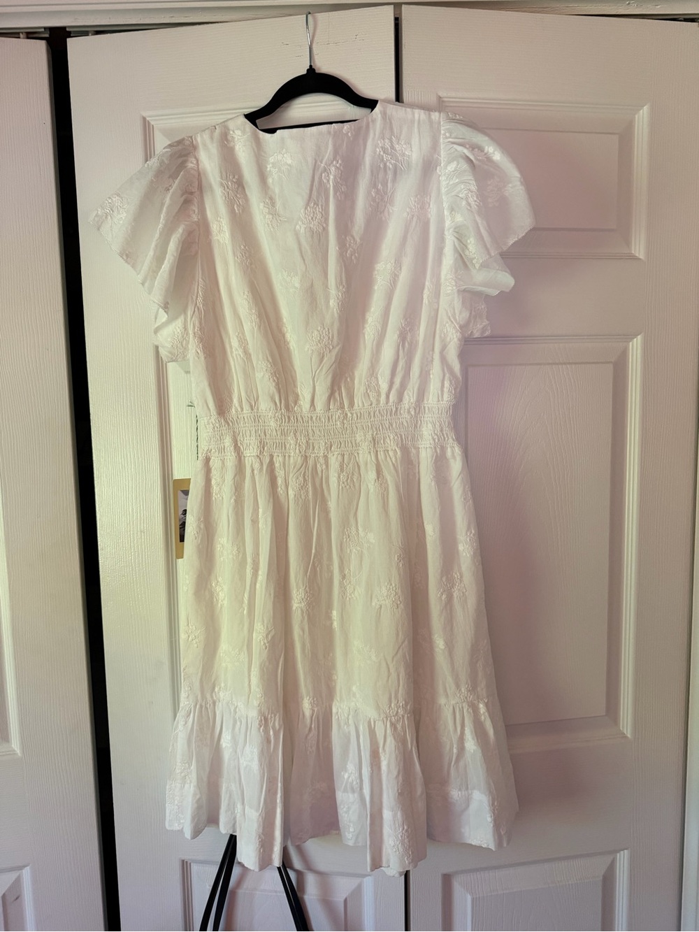 Trovata White V-Neck Embroidered Ruffle Midi Dress - Picture 4 of 6